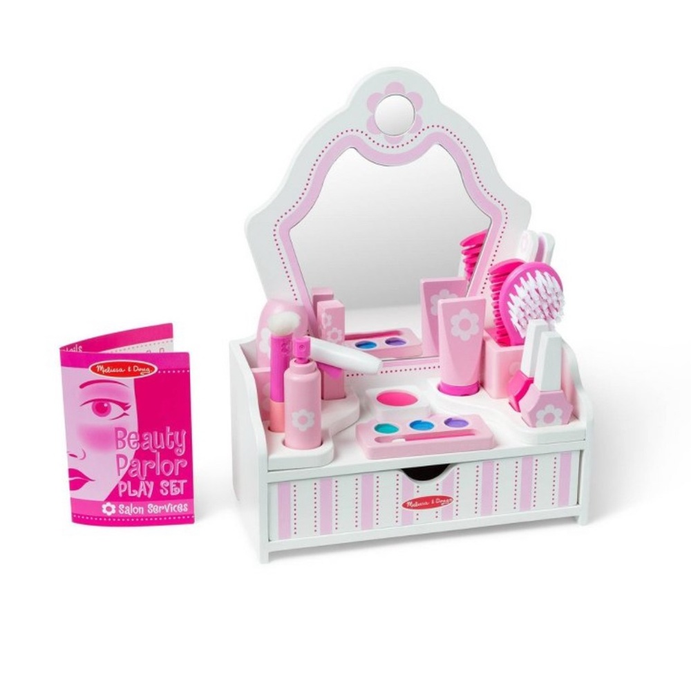 Melissa & Doug Wooden Beauty Salon Play Set with Vanity and Accessories